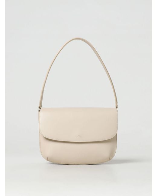 A.P.C. White Sarah Bag In Leather With Logo
