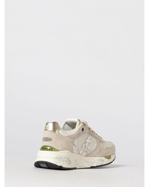 Premiata White Mased Suede And Nylon Sneakers