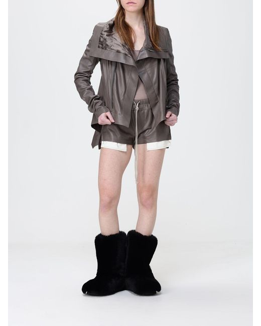 Rick Owens Gray Naska Leather Jacket