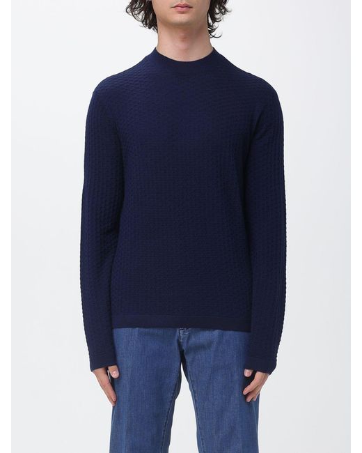 Emporio Armani Blue Basic Crew-Neck Jumper for men