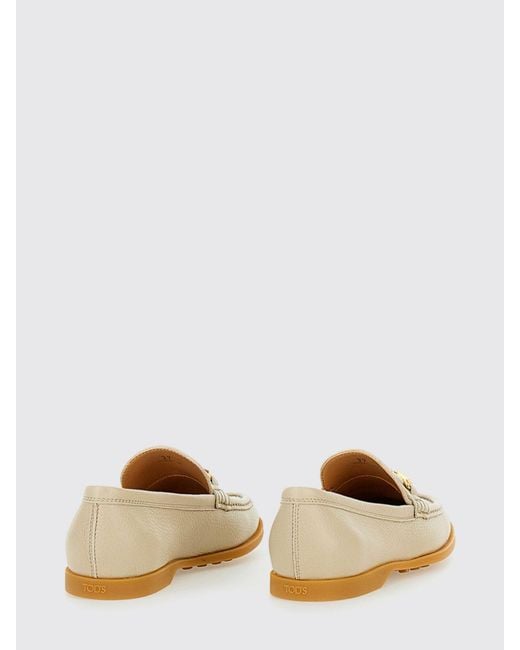 Tod's Natural Hammered Leather Loafers