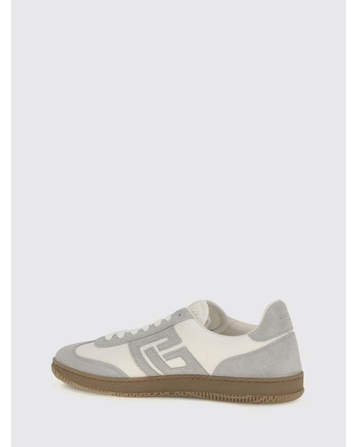 Balmain White Swan Low-Top Suede And Leather Sneakers With Pb Monogram for men