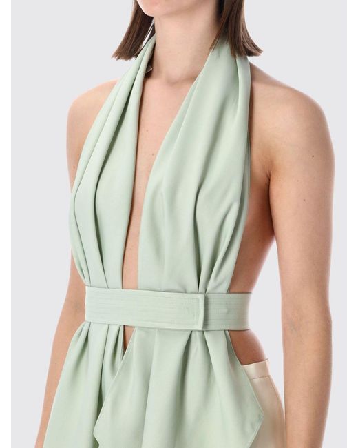 Alberta Ferretti Green Satin Top