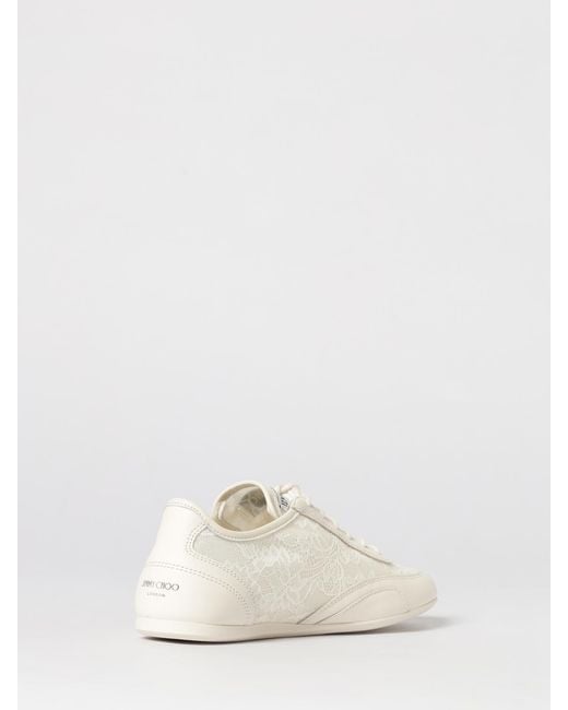 Jimmy Choo Natural Sunny Leather And Lace Sneakers