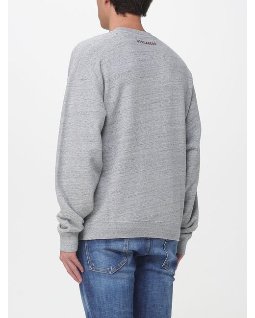 DSquared² Gray Logo Cotton Crewneck Sweatshirt for men