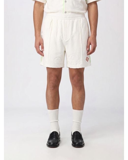Casablanca White Cotton-Blend Athletic Shorts With An Elasticated Waist And Logo for men