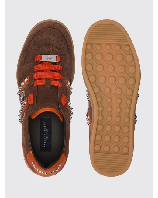 Philipp Plein Brown Retro Rebel Suede Sneakers With Applied Stars for men