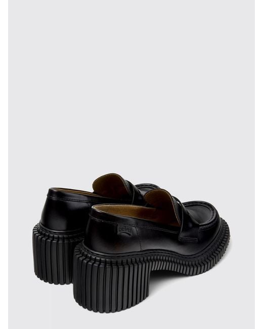 Camper Black Pix London Polished Leather Loafers