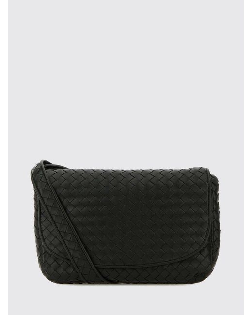 Bottega Veneta Black Veneto Intrecciato Leather Messenger Bag for men