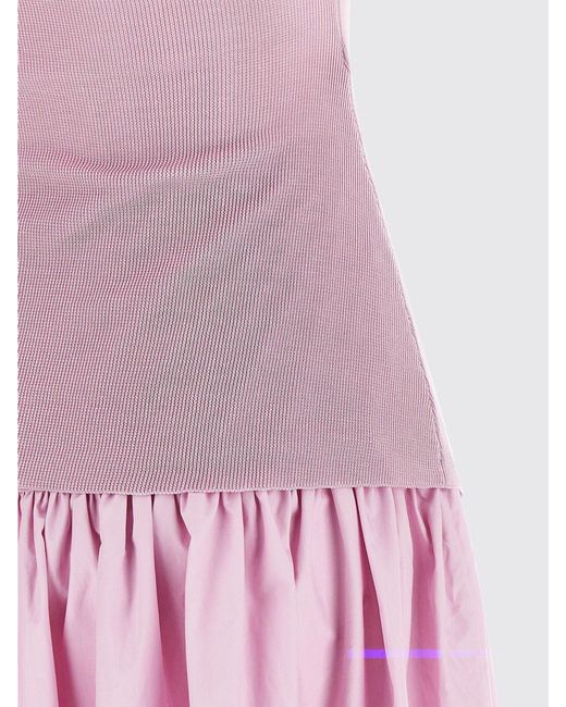 Self-Portrait Pink Draped Cotton Blend Dress