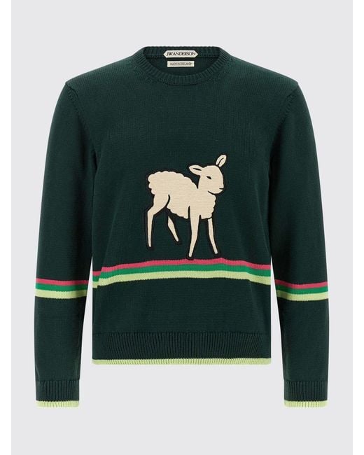 J.W. Anderson Gray Striped Cotton Crew-Neck Jumper With Print for men