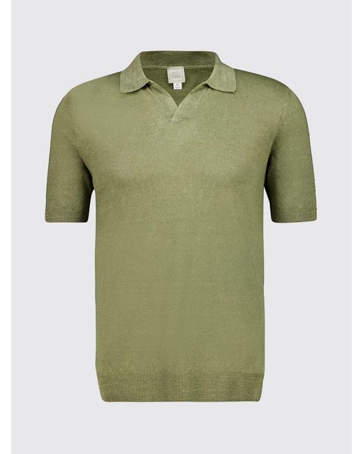 Polo Basic di 120% Lino in Green da Uomo