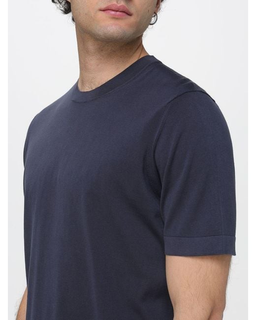 Drumohr Blue Superlight Cotton T-Shirt for men