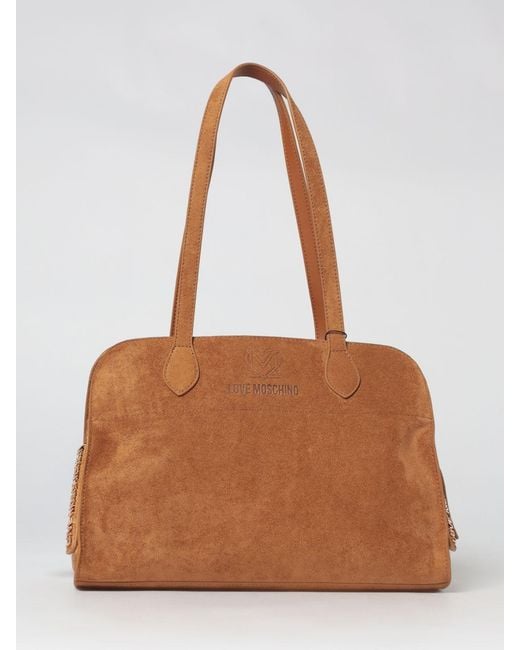 Love Moschino Brown Faux Suede Bag