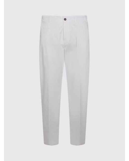 Eleventy White Linen Blend Chino Trousers for men