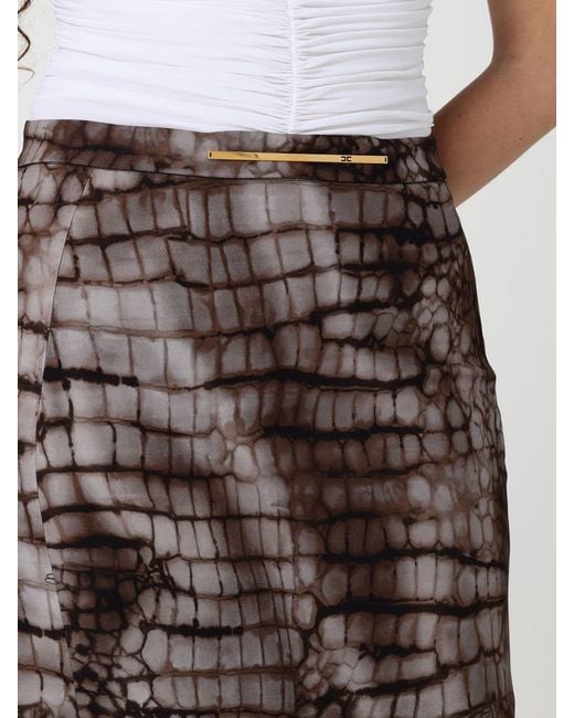 Elisabetta Franchi Brown Viscose Skirt With Crocodile Print