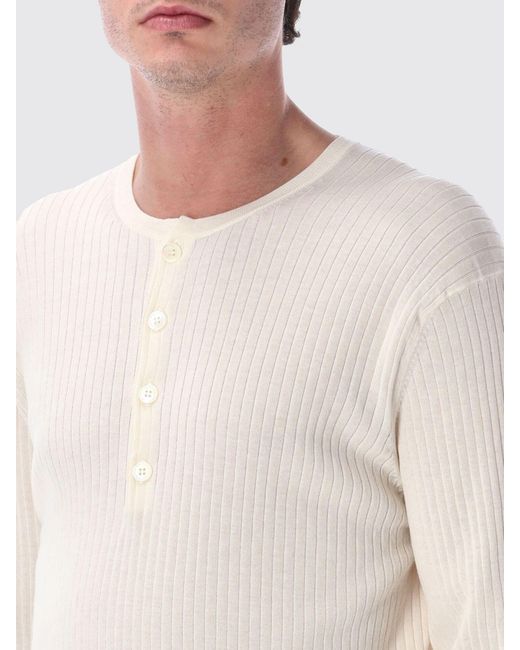 Our Legacy White Ribbed Cotton Crewneck Pullover for men