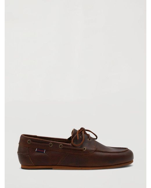 Sebago Brown Owen Natural Grain Leather Boat Loafers for men