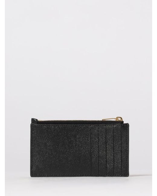 Saint Laurent Black Cassandre Grain De Poudre Leather Credit Card Holder