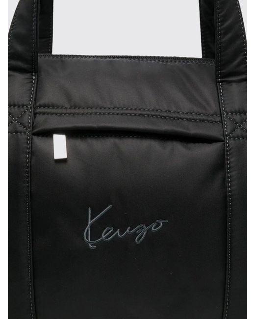 KENZO Black Signature Nylon Duffle Travel Bag With Double Handle And Shoulder Strap for men