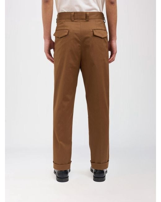 Paolo Pecora Brown Cotton Blend Trousers for men