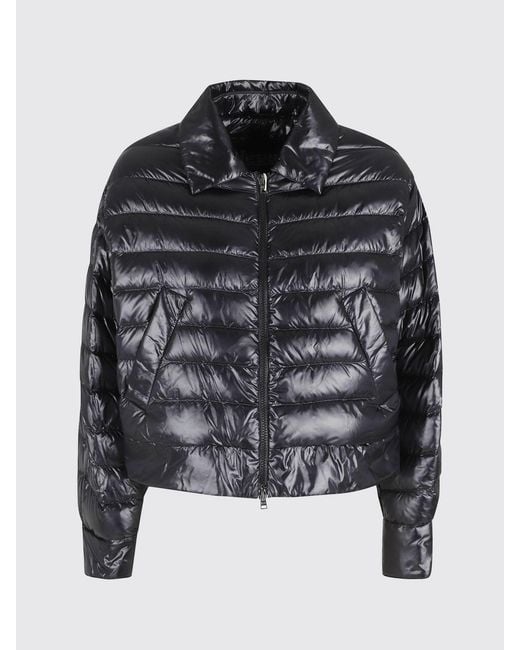 Herno Black Quilted Ultra-Light Nylon Short Down Jacket With Classic Collar
