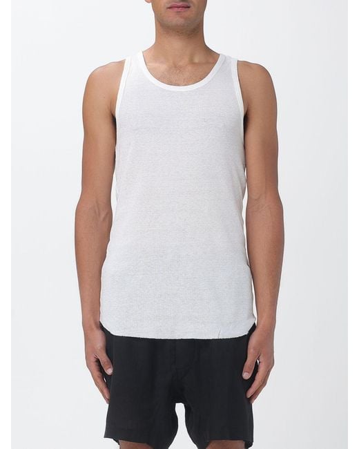 Thom Krom White Ribbed Cotton Blend Tank Top for men