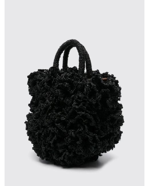 IBELIV Black Coral Raffia Handbag