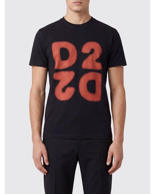 DSquared² Blue Slim Fit Short-Sleeved Cotton T-Shirt With Printed Logo for men