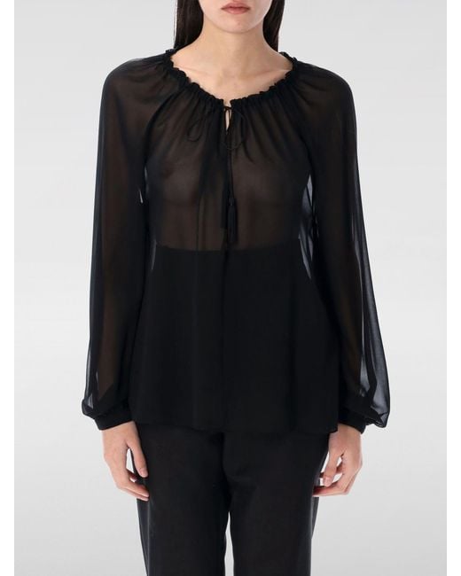 Tom Ford Black Silk Blouse Long Sleeves Sheer