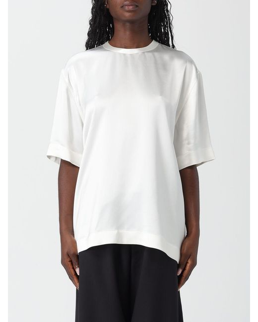 Totême White Elegant Silk T-Shirt