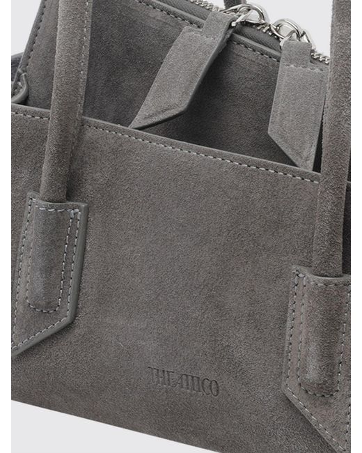 The Attico Gray La Passeggiata Asymmetrical Suede Calfskin Shoulder Bag