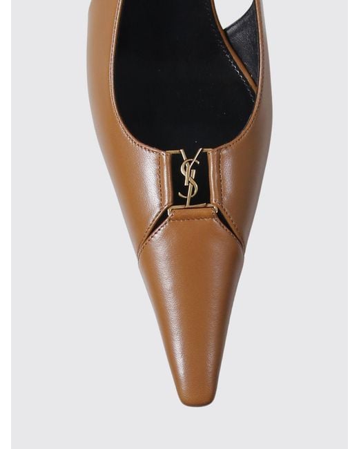 Saint Laurent White Babylone Breteuil Nappa Slingback Pumps With Ysl Logo Heel