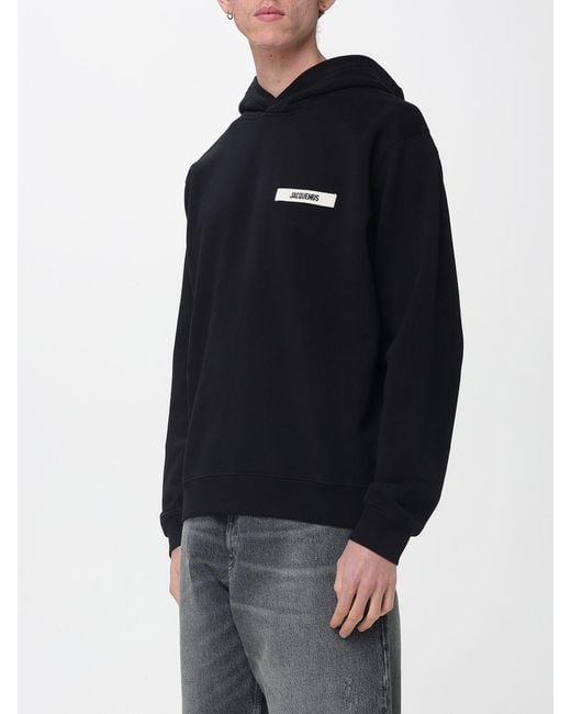 Jacquemus Blue Cotton Hoodie With Logo for men