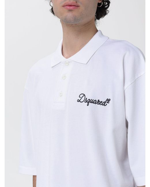DSquared² White Cotton Polo Shirt With Logo for men