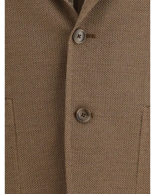 Tagliatore Brown Single-Breasted Linen And Cotton Blazer for men
