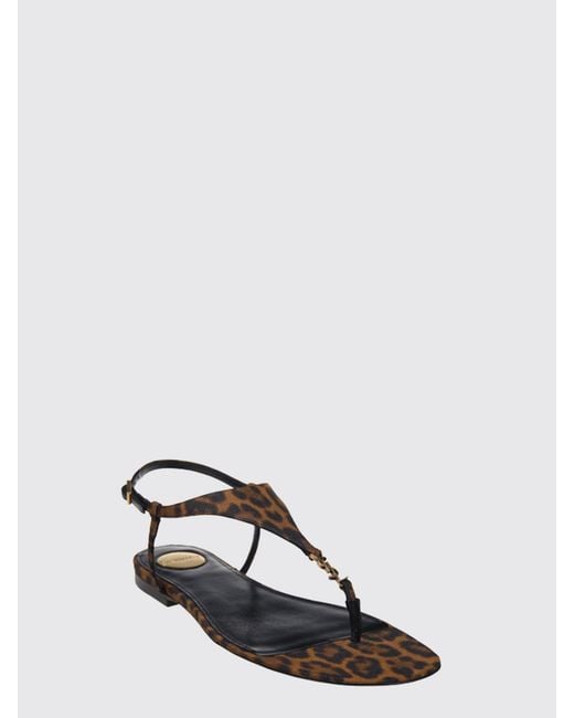 Saint Laurent Black Cassandra Animal Print Viscose Sandals