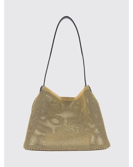 Fendi Natural Perforated Raffia Shoulder Bag With Lettering Logo And Leather Handle for men