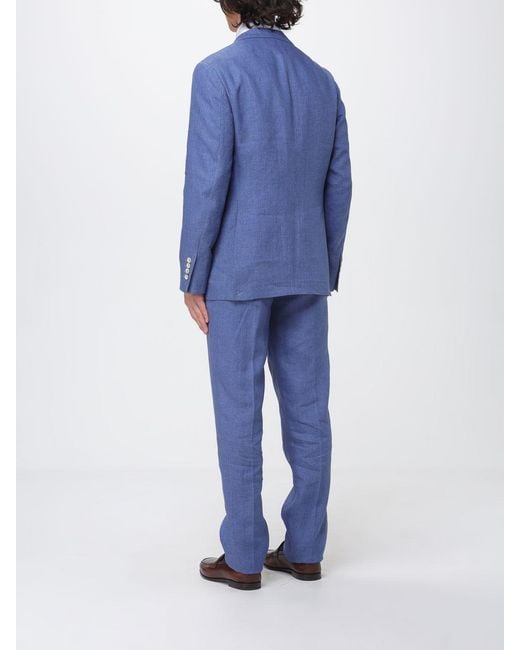 Brunello Cucinelli Blue Single Breasted Linen Dress for men