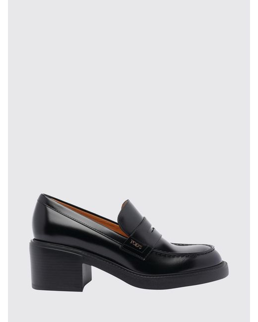 Tod's Black Brushed Calfskin Loafers With Metallic Logo