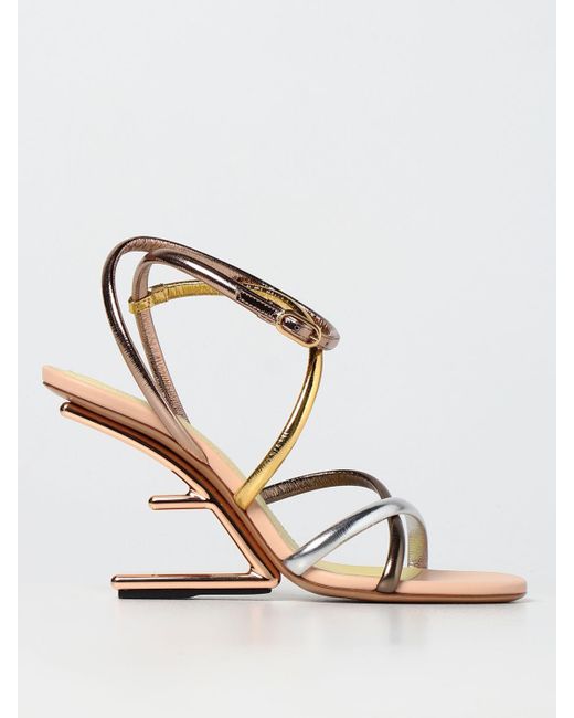 Fendi Heeled Sandals in Gold (Metallic) | Lyst