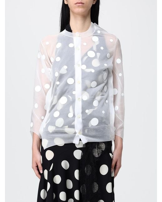 Junya Watanabe White Polka Dot Nylon Cardigan