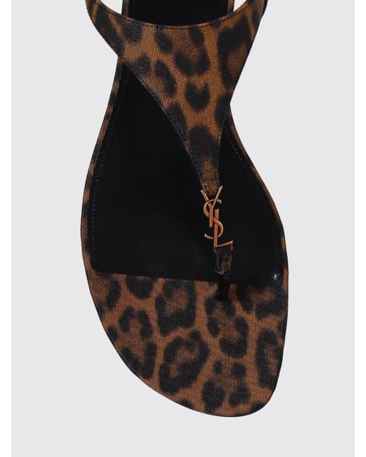 Saint Laurent Black Cassandra Animal Print Viscose Sandals