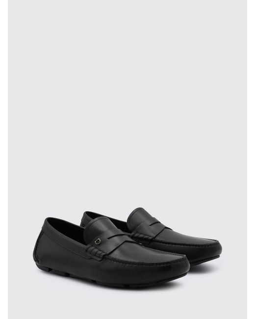 Ferragamo White Leather Driver Loafers for men