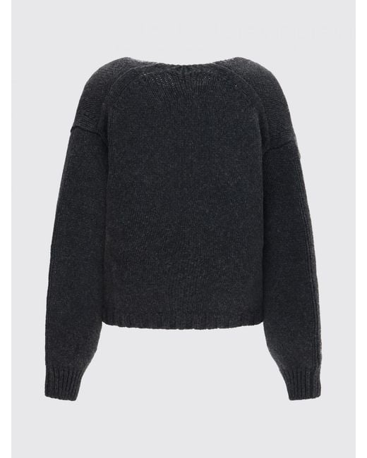 Khaite Black Deep V-Neck Pure Cashmere Cardigan