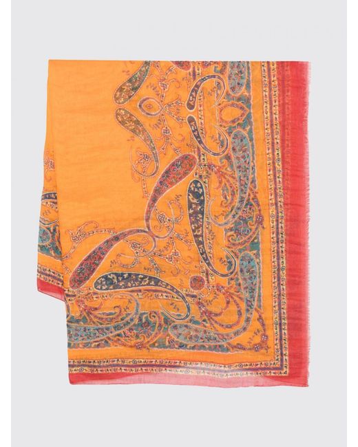 Etro Orange Paisley Modal Scarf