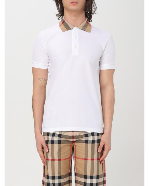 Burberry White Cotton Polo Shirt for men