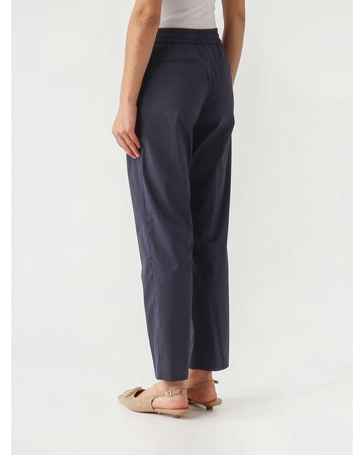 PT Torino Blue Stretch Cotton Blend Cropped Trousers