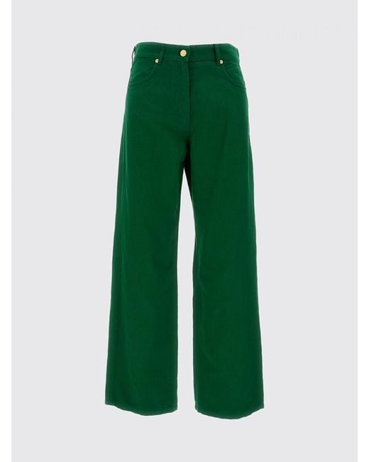 Max Mara Green Cotton And Linen Trousers
