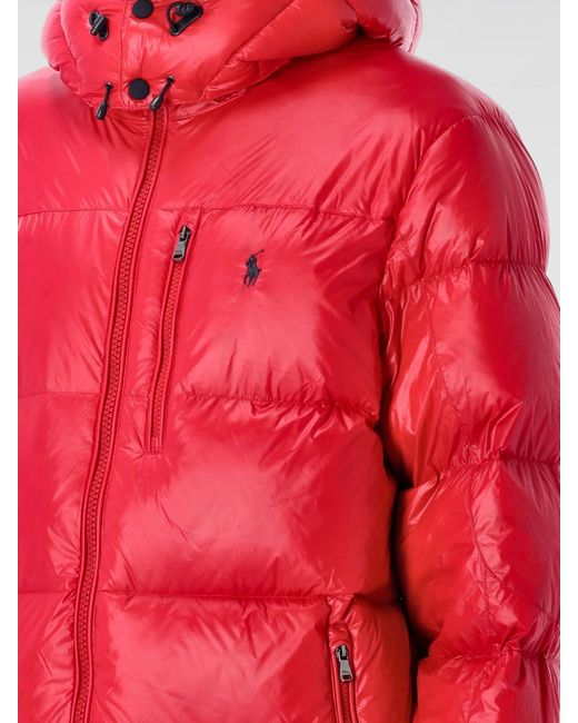 Polo Ralph Lauren Red Puffy Quilted Coat With High Collar for men